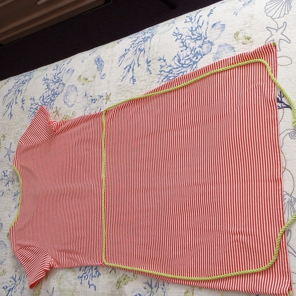 Lands End Nautical Henley Dress  (Orange, White, Lemon/Lime) - Picture 11 of 16